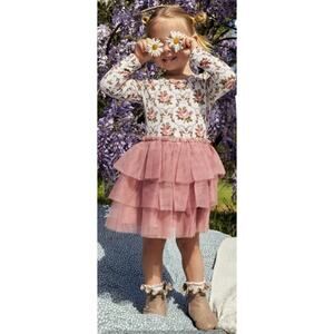 Posh Peanut - Claudia Tulle Tiered Long Sleeve Dress - Size 3T
